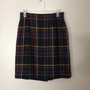 Classic clueless 100% wool tartan plain mini skirt size 10p